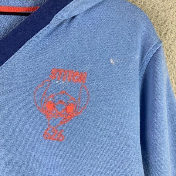 Disney Sweatshirt Stitch Lilo Pullover Hooded  Blue Size Medium Mens Long Sleeve - Picture 5 of 9